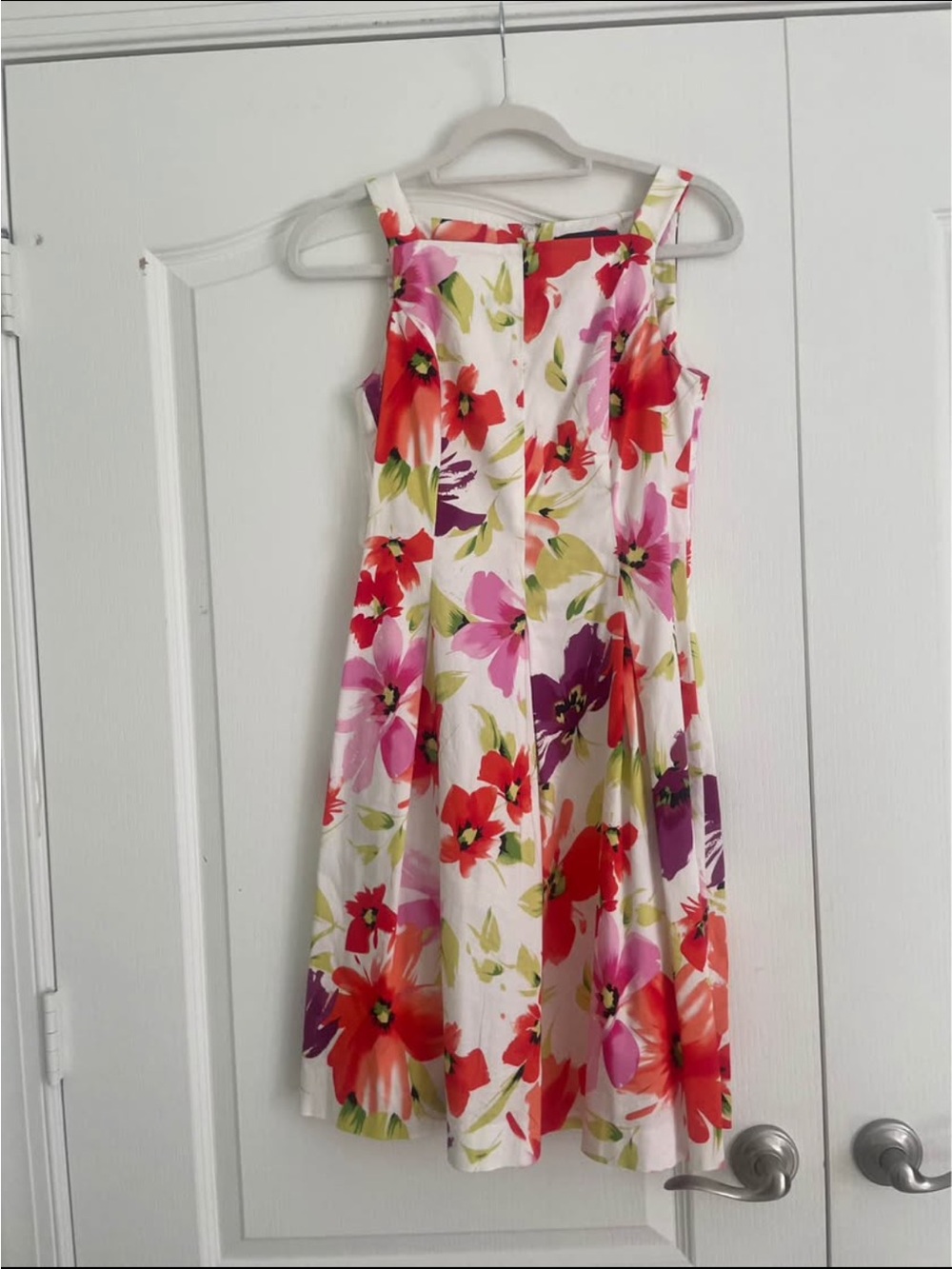 American Living White Sundress with Red, Pink & Purple Floral Print